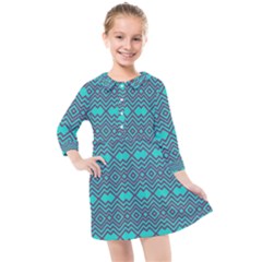 Abstract Chevron Zigzag Pattern Kids  Quarter Sleeve Shirt Dress by danenraven