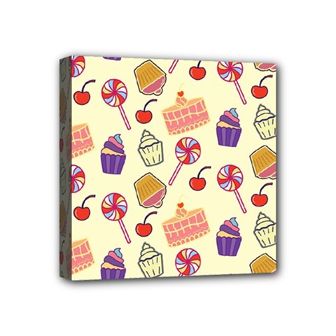 Cupcake Pattern Lollipop Mini Canvas 4  X 4  (stretched) by danenraven