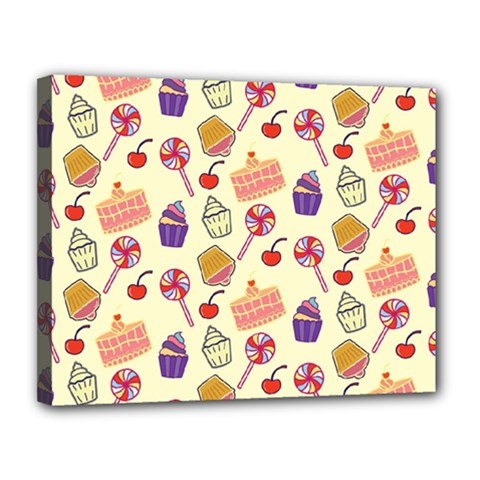 Cupcake Pattern Lollipop Canvas 14  X 11  (stretched) by danenraven