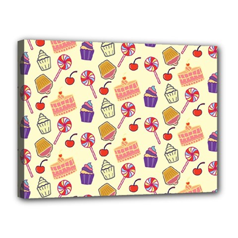 Cupcake Pattern Lollipop Canvas 16  X 12  (stretched) by danenraven