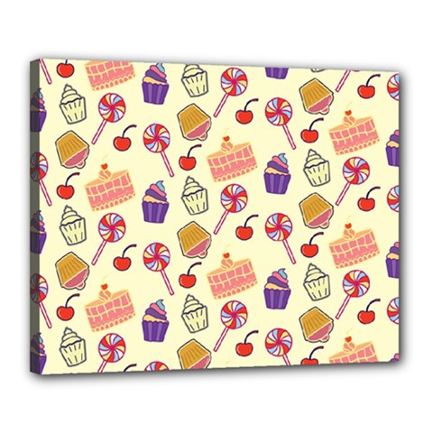 Cupcake Pattern Lollipop Canvas 20  X 16  (stretched) by danenraven