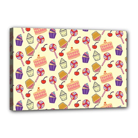 Cupcake Pattern Lollipop Canvas 18  X 12  (stretched) by danenraven