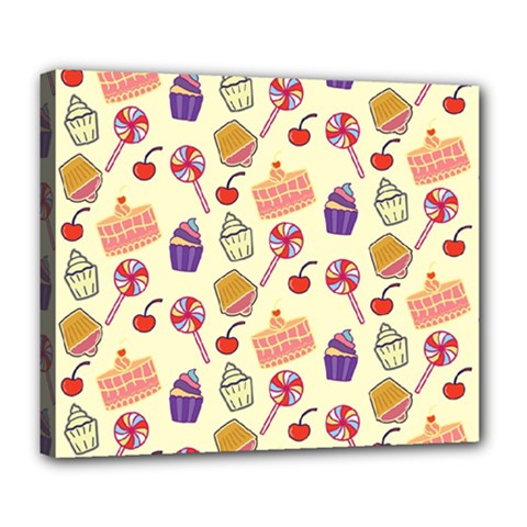 Cupcake Pattern Lollipop Deluxe Canvas 24  X 20  (stretched) by danenraven