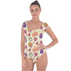 Cupcake Pattern Lollipop Short Sleeve Leotard  by danenraven