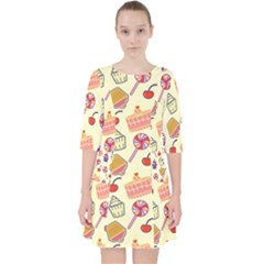 Cupcake Pattern Lollipop Quarter Sleeve Pocket Dress by danenraven