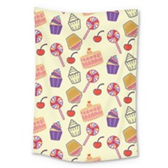 Cupcake Pattern Lollipop Large Tapestry by danenraven