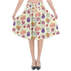 Cupcake Pattern Lollipop Flared Midi Skirt by danenraven