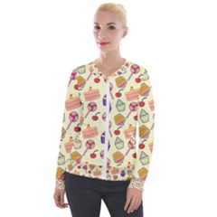 Cupcake Pattern Lollipop Velvet Zip Up Jacket by danenraven