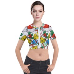 Christmas-gifts-gift-red-december Short Sleeve Cropped Jacket