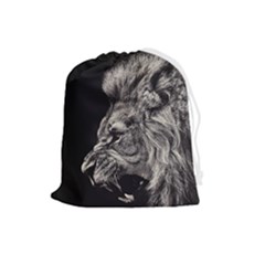 Angry Male Lion Drawstring Pouch (large)