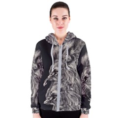 Angry Male Lion Women s Zipper Hoodie