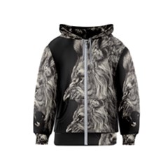 Angry Male Lion Kids  Zipper Hoodie