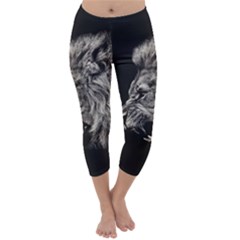 Angry Male Lion Capri Winter Leggings 