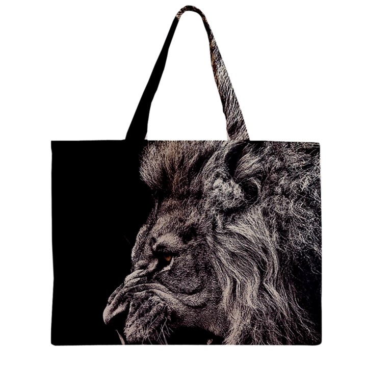 Angry Male Lion Zipper Mini Tote Bag