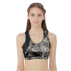 Angry Male Lion Sports Bra With Border by Jancukart