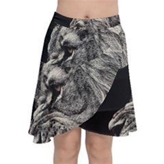 Angry Male Lion Chiffon Wrap Front Skirt