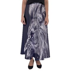 Angry Male Lion Flared Maxi Skirt by Jancukart