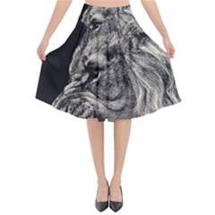 Angry Male Lion Flared Midi Skirt