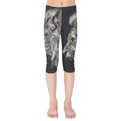 Angry Male Lion Kids  Capri Leggings 