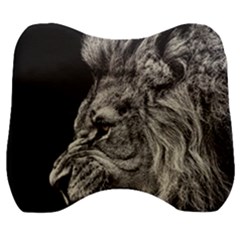 Angry Male Lion Velour Head Support Cushion by Jancukart