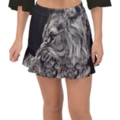 Angry Male Lion Fishtail Mini Chiffon Skirt