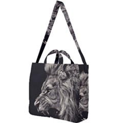 Angry Male Lion Square Shoulder Tote Bag by Jancukart