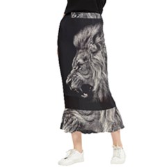 Angry Male Lion Maxi Fishtail Chiffon Skirt by Jancukart