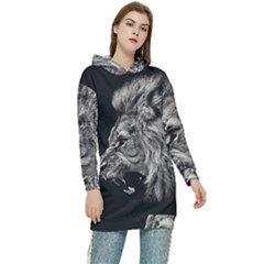 Angry Male Lion Women s Long Oversized Pullover Hoodie by Jancukart