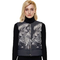 Angry Male Lion Women s Short Button Up Puffer Vest by Jancukart