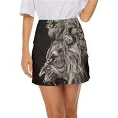 Angry Male Lion Mini Front Wrap Skirt by Jancukart