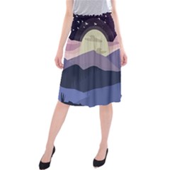 Illustration People Enjoying Summer Season Midi Beach Skirt by Ravend