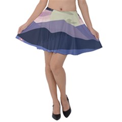 Illustration People Enjoying Summer Season Velvet Skater Skirt by Ravend