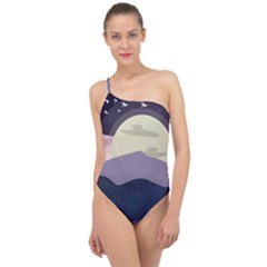 Illustration People Enjoying Summer Season Classic One Shoulder Swimsuit by Ravend