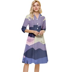 Illustration People Enjoying Summer Season Classy Knee Length Dress by Ravend