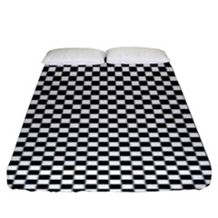 Black And White Background Black Board Checker Fitted Sheet (king Size) by Ravend