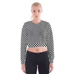 Black And White Background Black Board Checker Cropped Sweatshirt