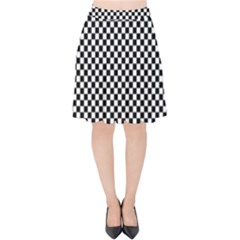 Black And White Background Black Board Checker Velvet High Waist Skirt by Ravend