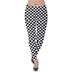 Black And White Background Black Board Checker Velvet Leggings