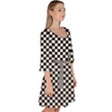 Black And White Background Black Board Checker Velour Kimono Dress View3