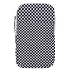 Black And White Background Black Board Checker Waist Pouch (large) by Ravend