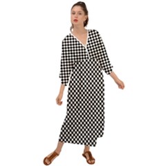 Black And White Background Black Board Checker Grecian Style  Maxi Dress by Ravend