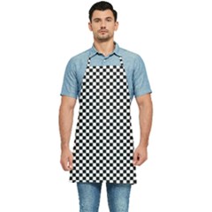 Black And White Background Black Board Checker Kitchen Apron by Ravend