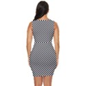 Black And White Background Black Board Checker Draped Bodycon Dress View4