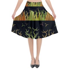 Background Decor Backdrop Design Flared Midi Skirt by Ravend