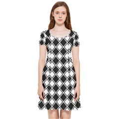 Square Diagonal Pattern Seamless Inside Out Cap Sleeve Dress by Ravend