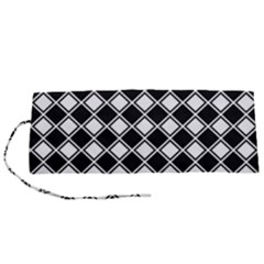 Square Diagonal Pattern Seamless Roll Up Canvas Pencil Holder (s) by Ravend