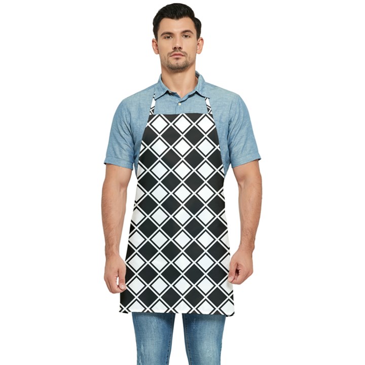 Square Diagonal Pattern Seamless Kitchen Apron