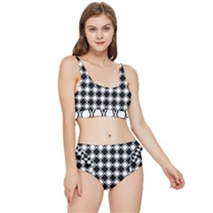 Square Diagonal Pattern Seamless Frilly Bikini Set by Ravend