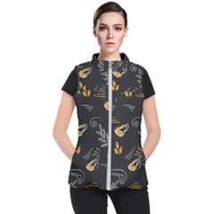 Illustration Leaves Leaf Naturecoffee Digital Paper Cup Women s Puffer Vest by Ravend