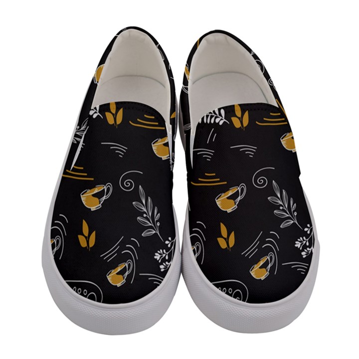 Illustration Leaves Leaf Naturecoffee Digital Paper Cup Women s Canvas Slip Ons